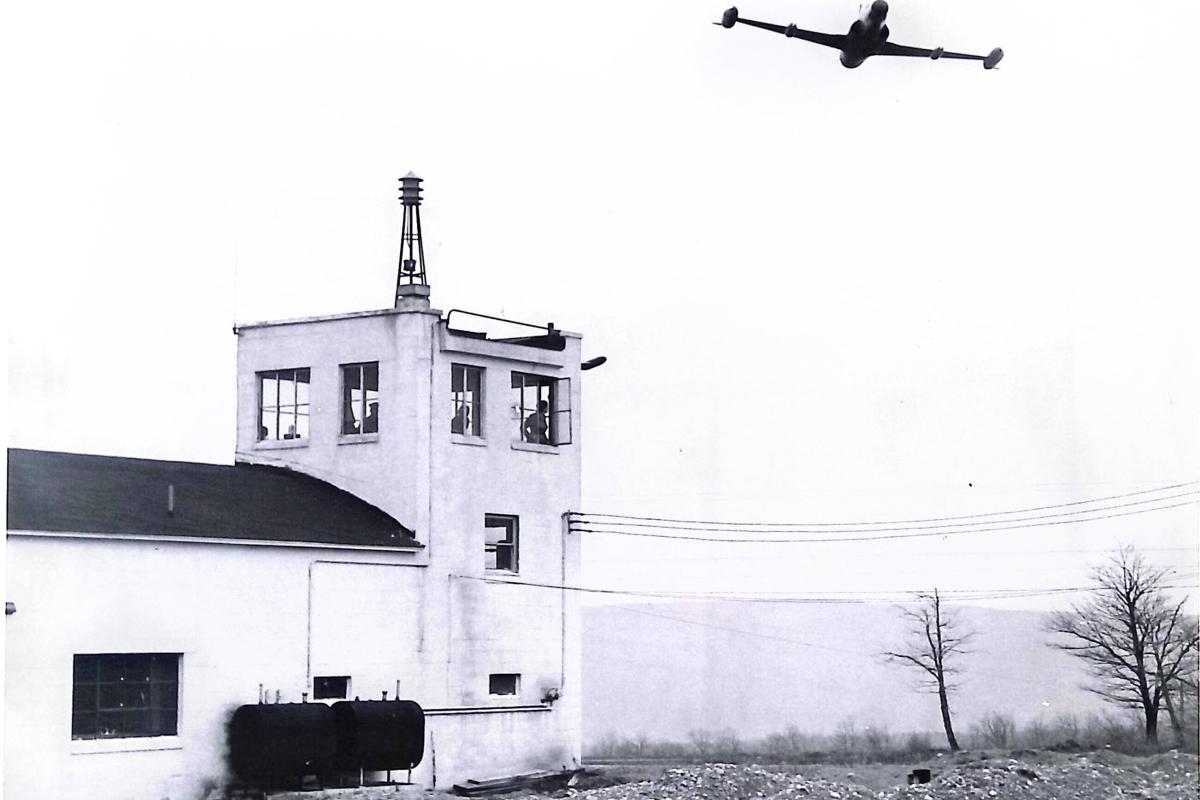 F-94 Starfire Plane Flies By the Glenville Hill Fire Station