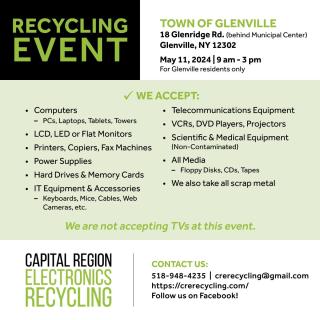 Town of Glenville to Offer Free Electronic Recycling