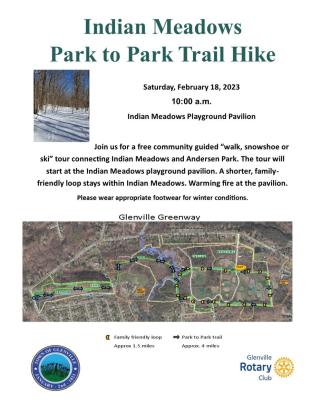 Trail walk flyer with map of hikes