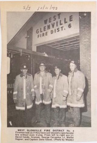 Firefighters standing in front of West Glenville District No. 6 Fire Station